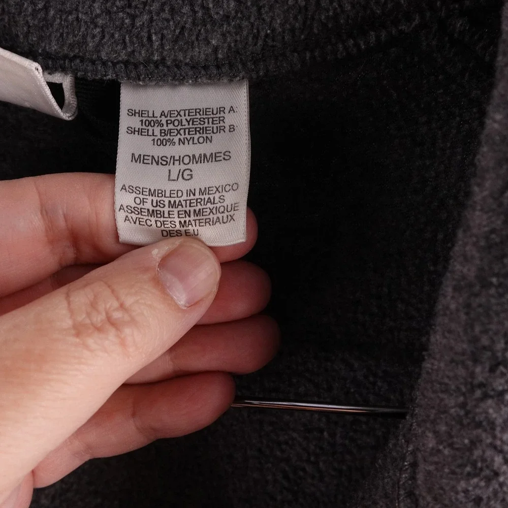 The North Face Mens Fleece Vest Charcoal Gray Full Zip Mock Neck Large